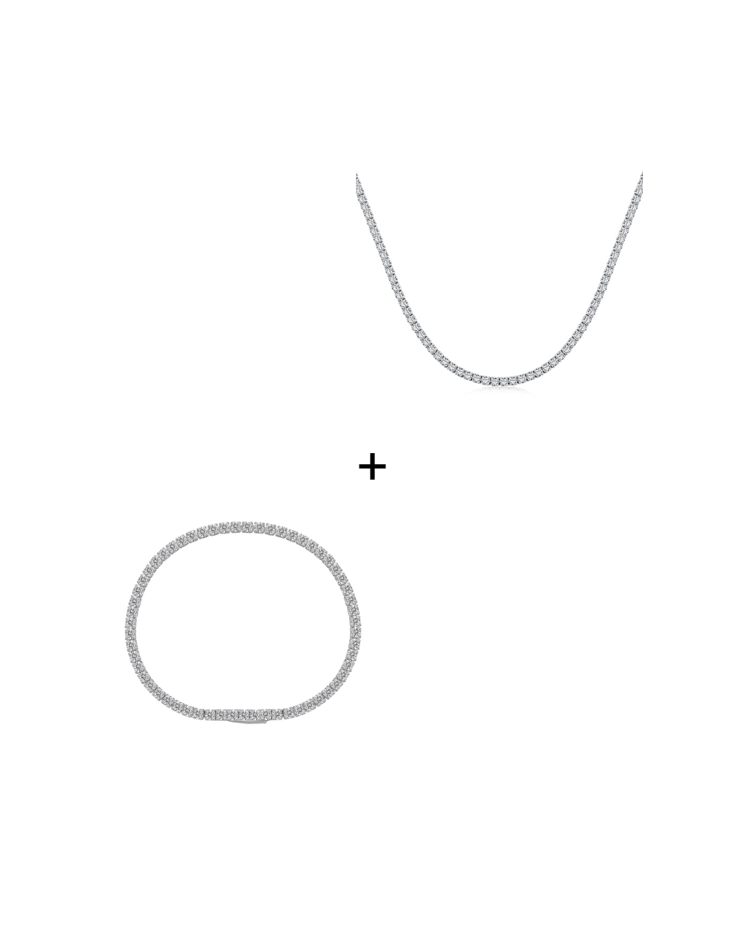 Adalyn Tennis Necklace & Silver Tennis Bracelet