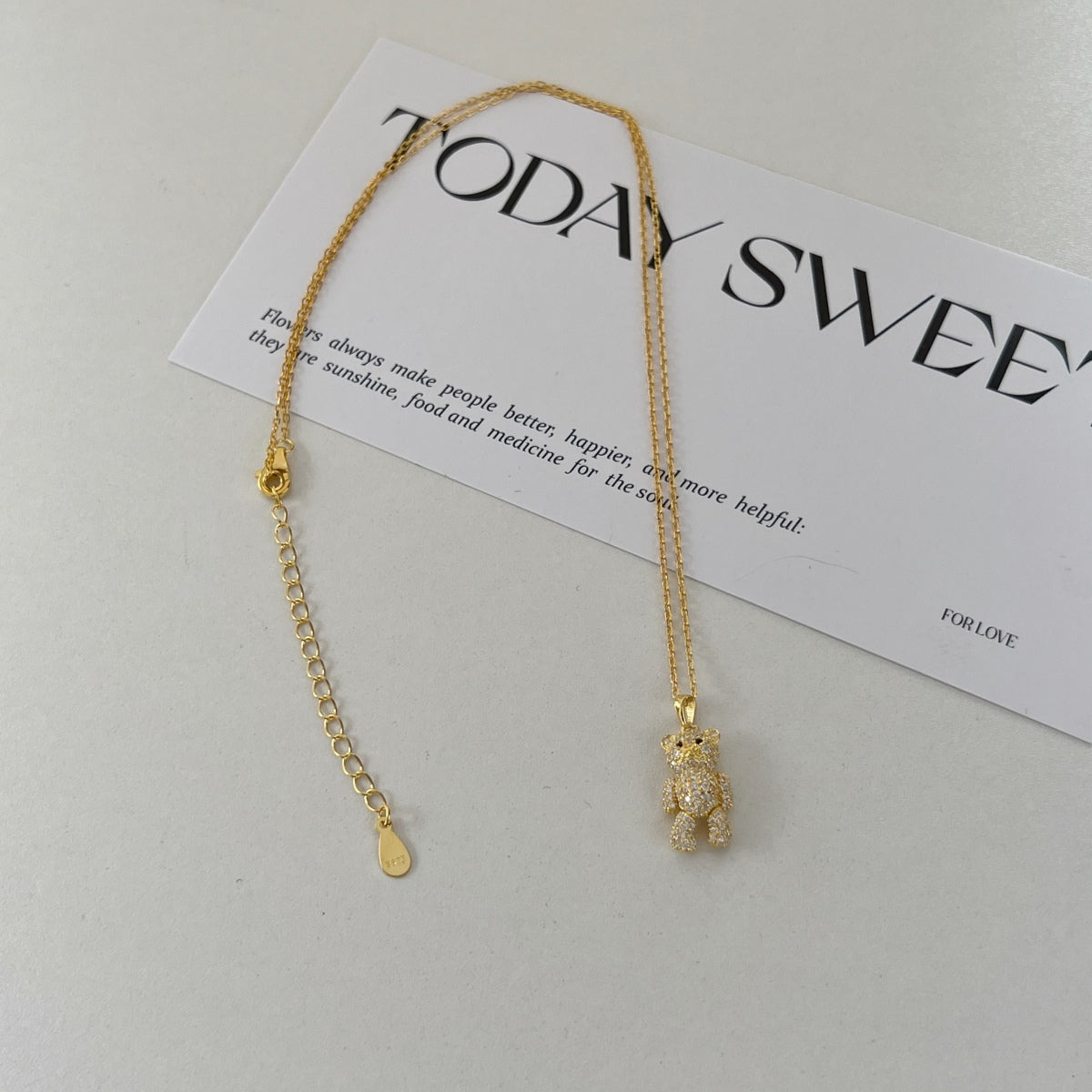 Gold Teddy Bear Necklace