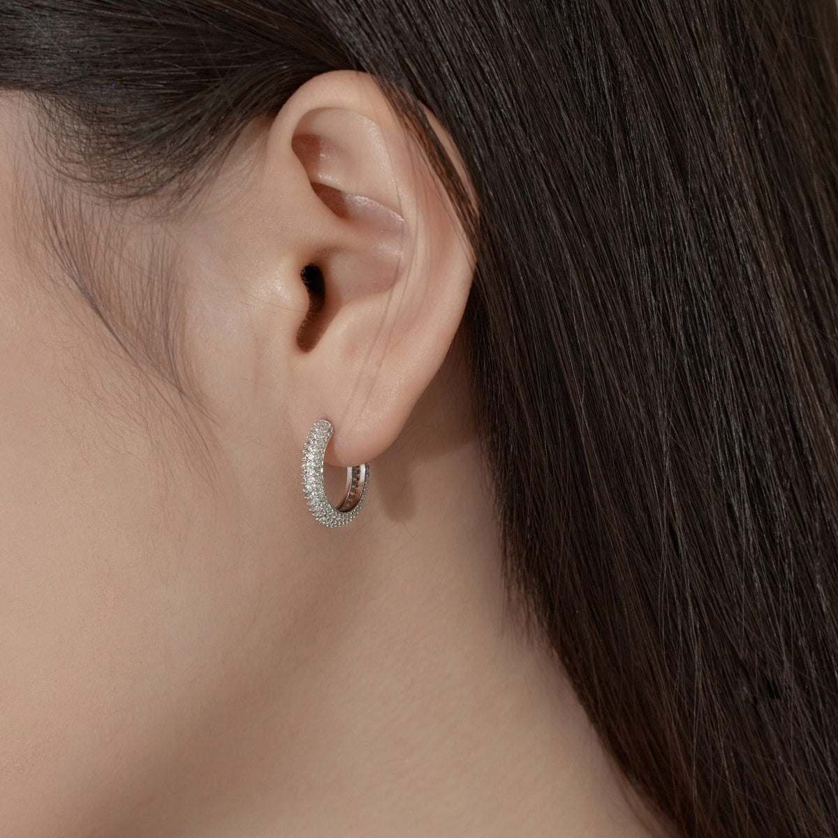 Iced paved Silver Hoops 11MM