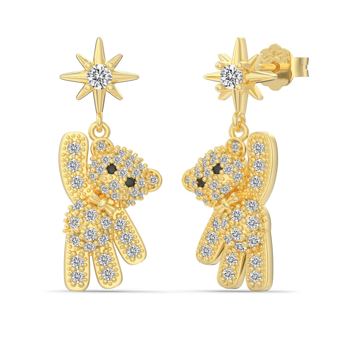 Gold Teddy Bear Earrings