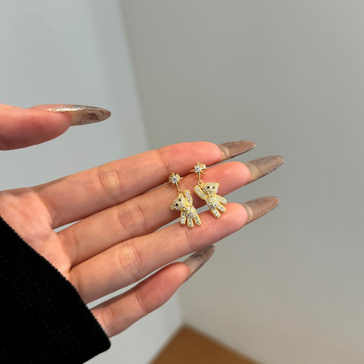 Gold Teddy Bear Earrings