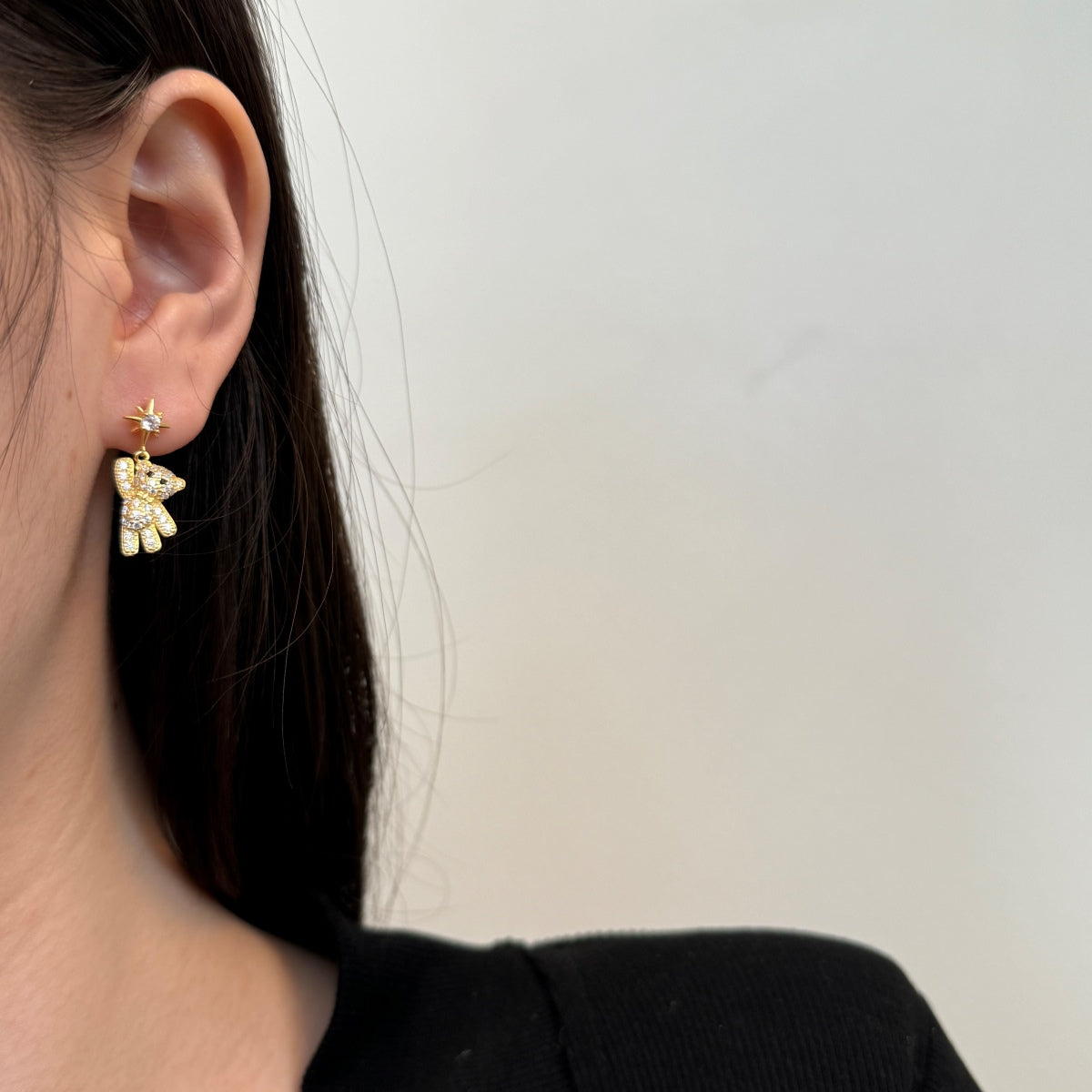 Gold Teddy Bear Earrings