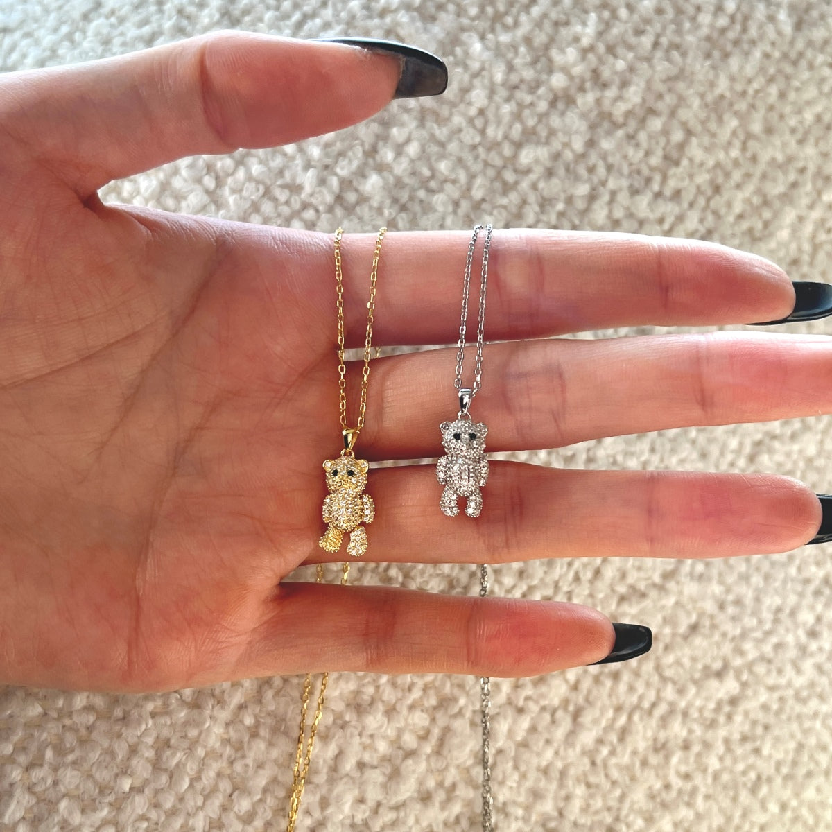 Silver Teddy Bear Necklace