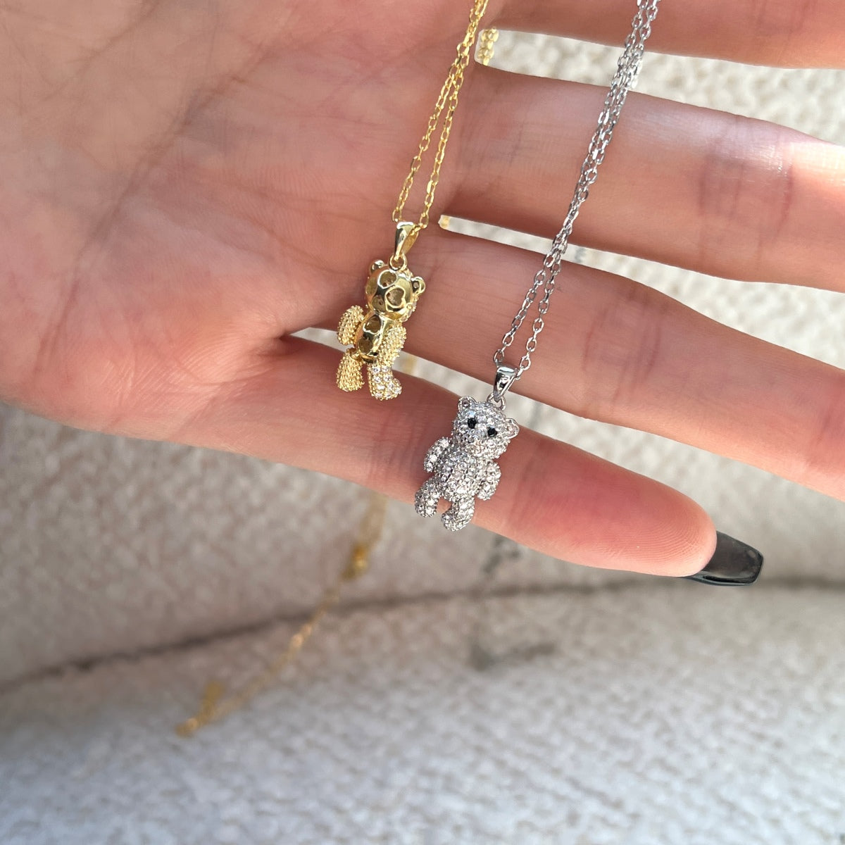 Gold Teddy Bear Necklace