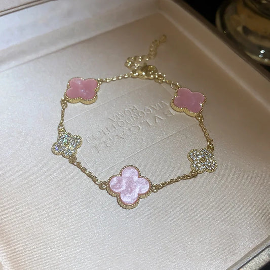 Evie Pink Clover Bracelet