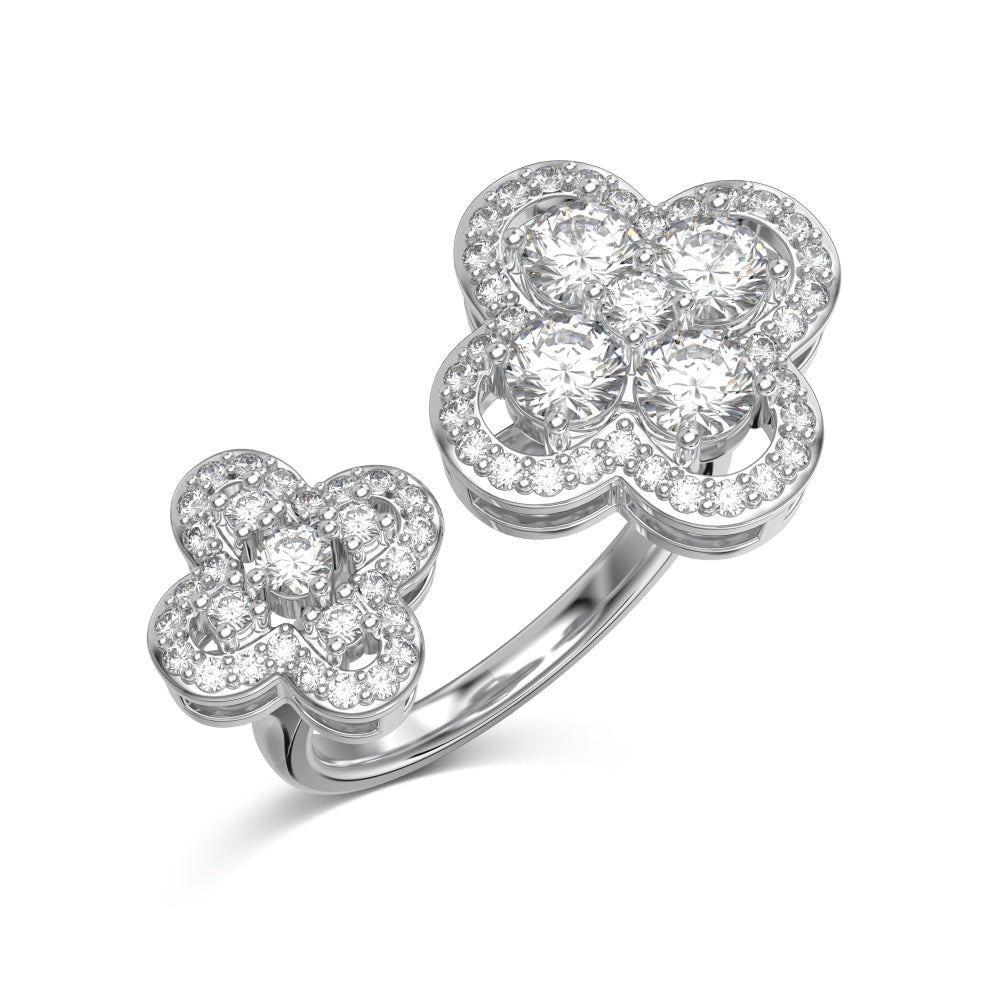 Iced Clover Silver Ring