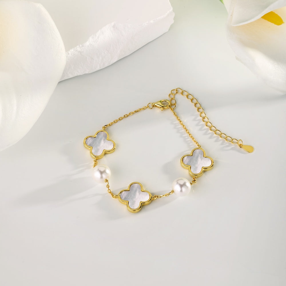 Pearl Clover Bracelet Gold