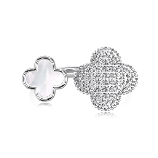 Mother of Pearl Silver Clover Ring