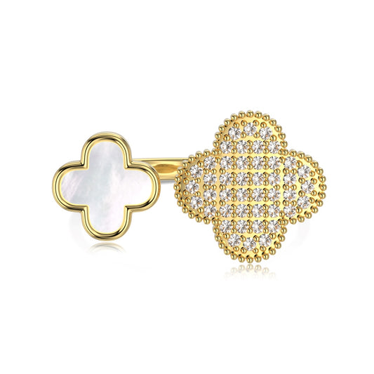 Mother of Pearl Clover Gold Ring