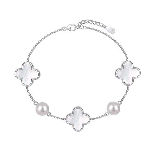 Pearl Clover Bracelet Silver
