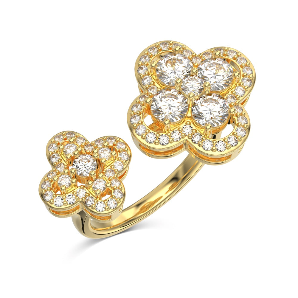 Iced Clover Gold Ring