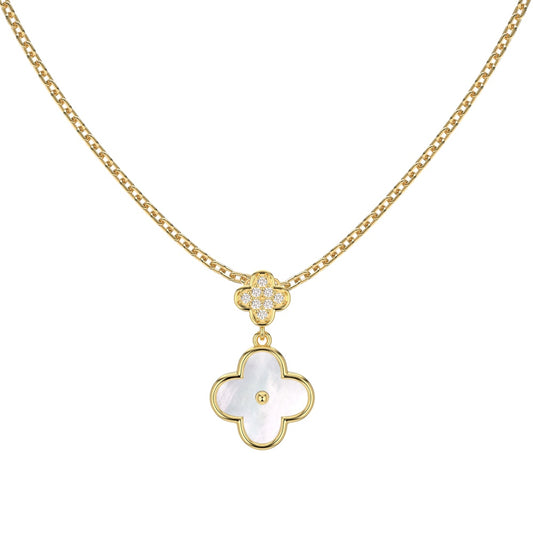 Mother of Pearl Clover Gold Necklace
